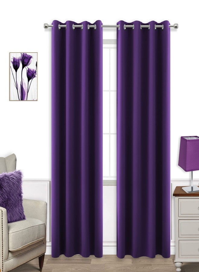 KOUFALL Dark Purple Curtains 84 Inch Length for Living Room 2 Panels Set Grommet Window Drapes Rich Royal Deep Purple Blackout Luxe Elegant Curtains for Bedroom Girls ,52 x 84 Inches Long Eggplant Plum - Image 1